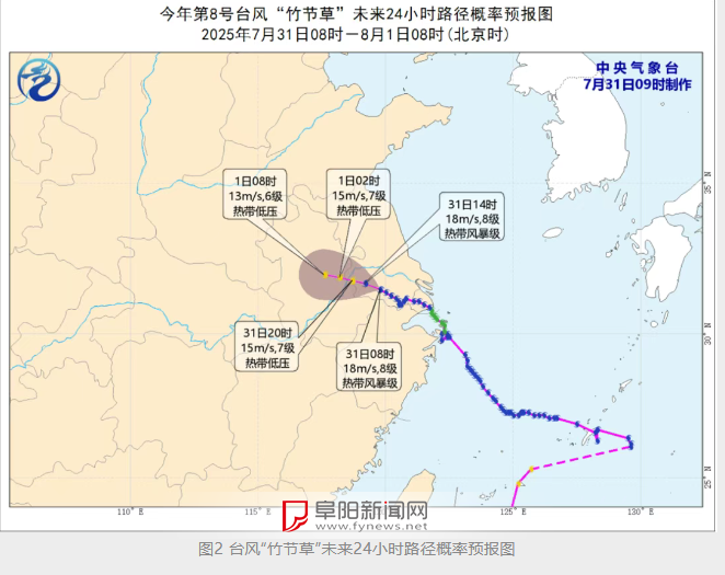 台风“竹节草”中心即将进入安徽 未来三天有较明显风雨